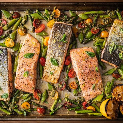Sheet Pan Salmon with Vegetables - The Healthy Dive